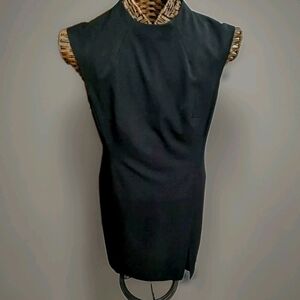 Ralph Lauren (LRL) Black Dress Sz. 10 Sleeveless Zips Lined W/Split (No Belt)